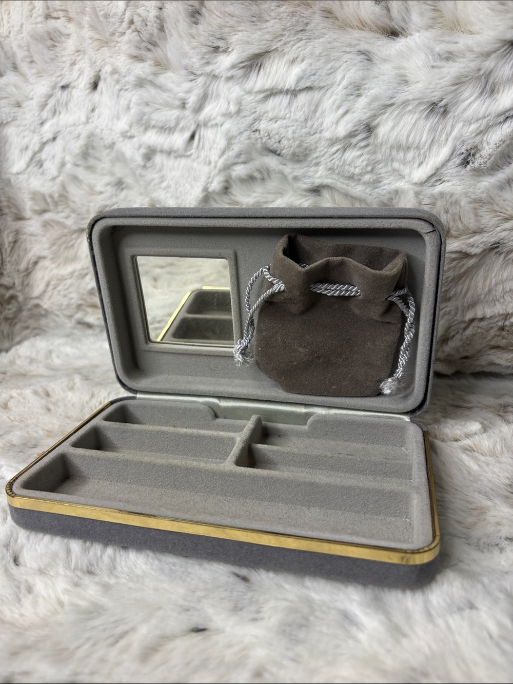 Travel Jewelry Organizer Case in Gray with Mirror Personalized JANET